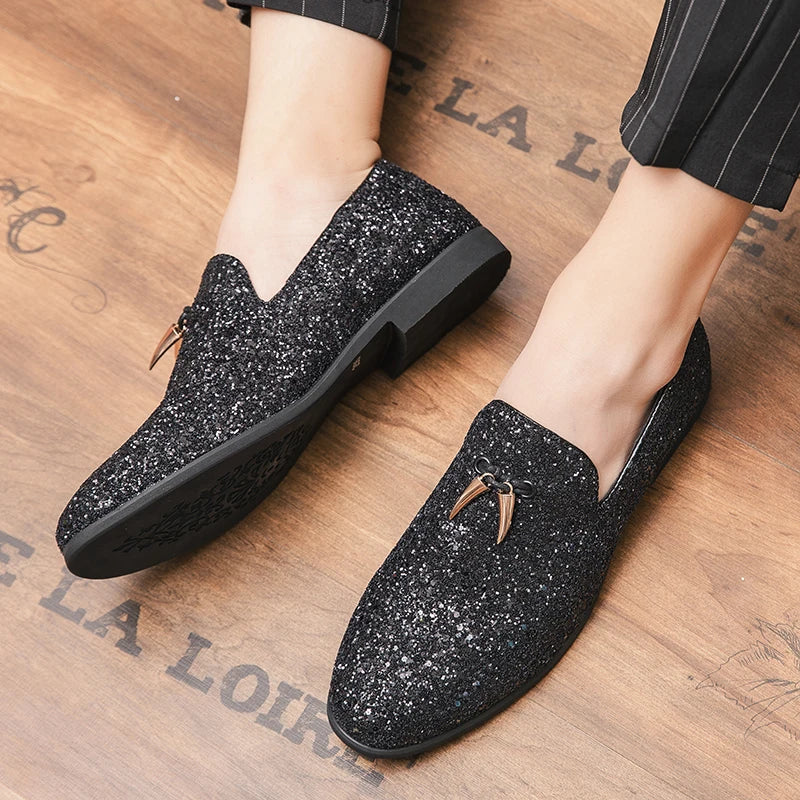 Niklaus – Elegante Slipper mit Glitzer und Quasten für Herren