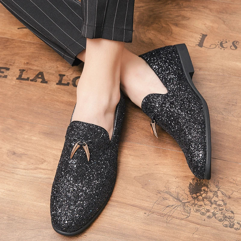 Niklaus – Elegante Slipper mit Glitzer und Quasten für Herren